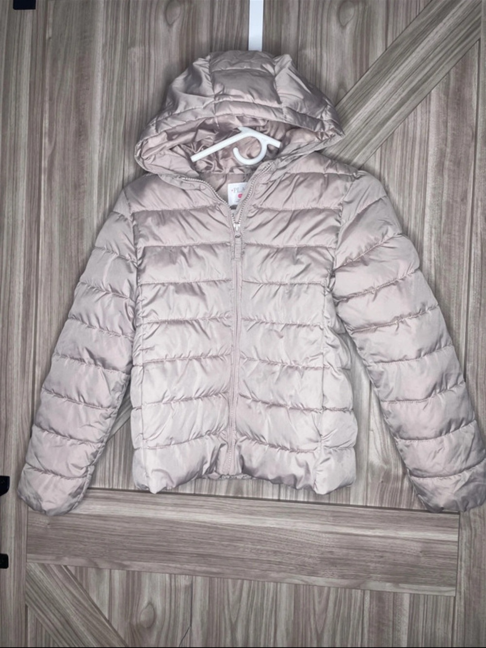 Place Girls' Hooded Puffer Jacket in Light Taupe